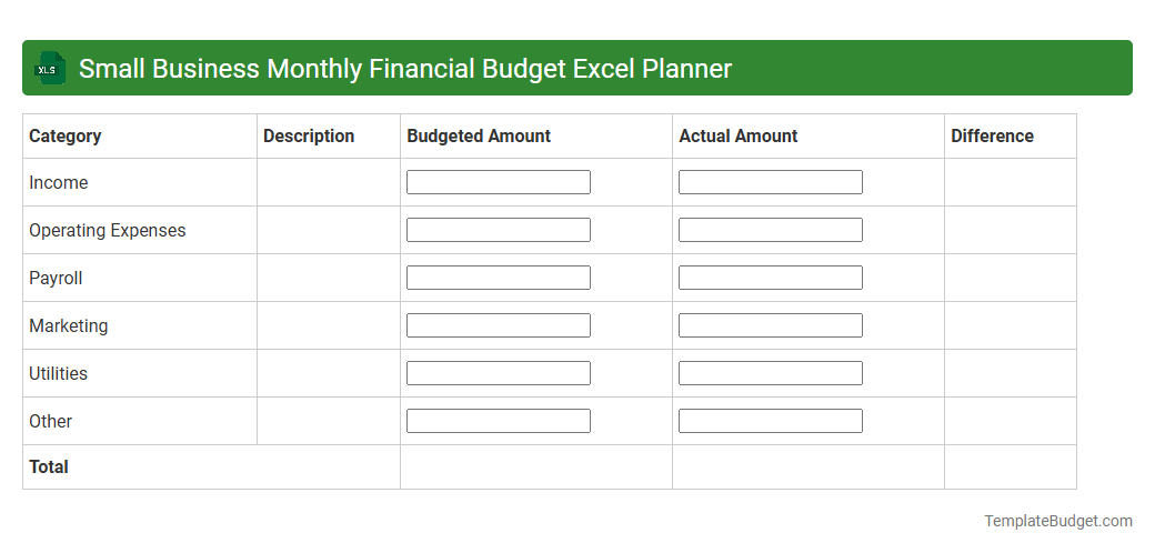 Small Business Monthly Financial Budget Excel Planner