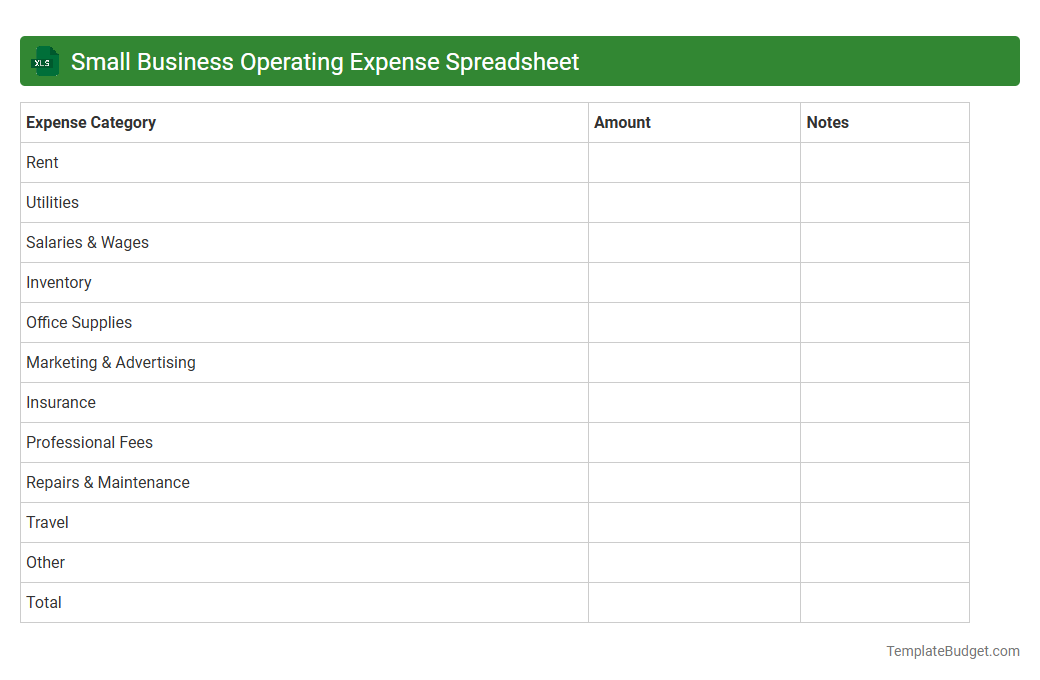 Small Business Operating Expense Spreadsheet