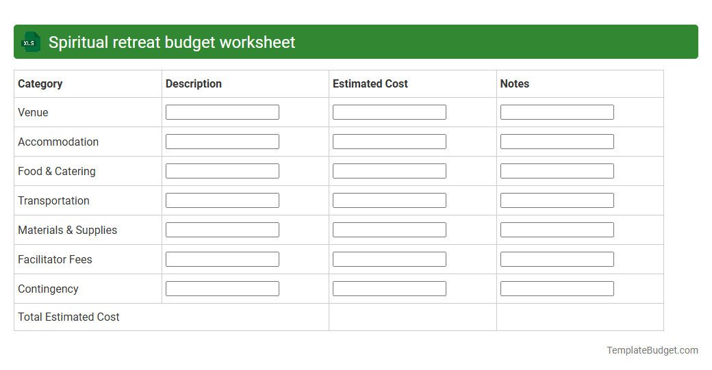 Spiritual retreat budget worksheet