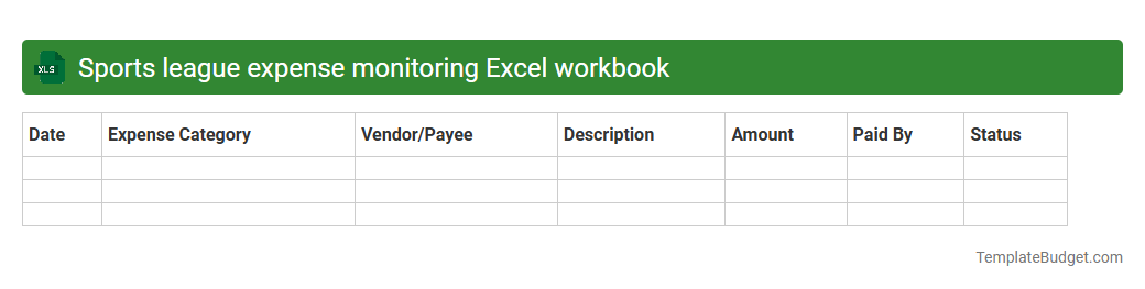 Sports league expense monitoring Excel workbook
