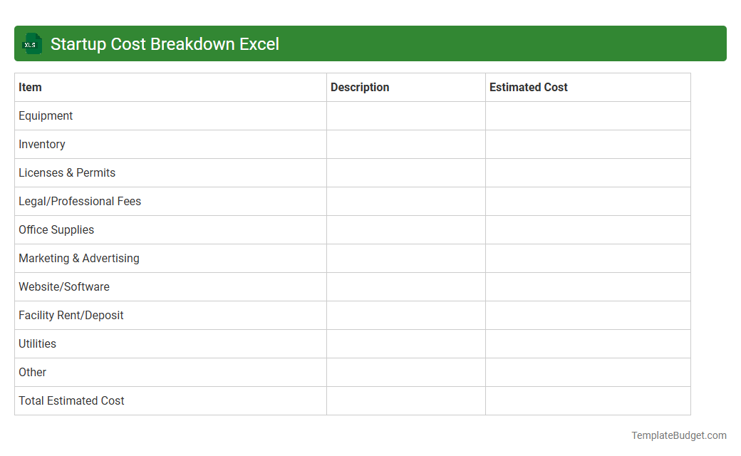 Startup Cost Breakdown Excel