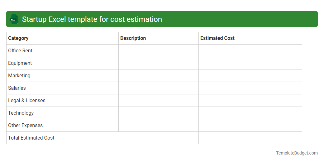 Startup Excel template for cost estimation
