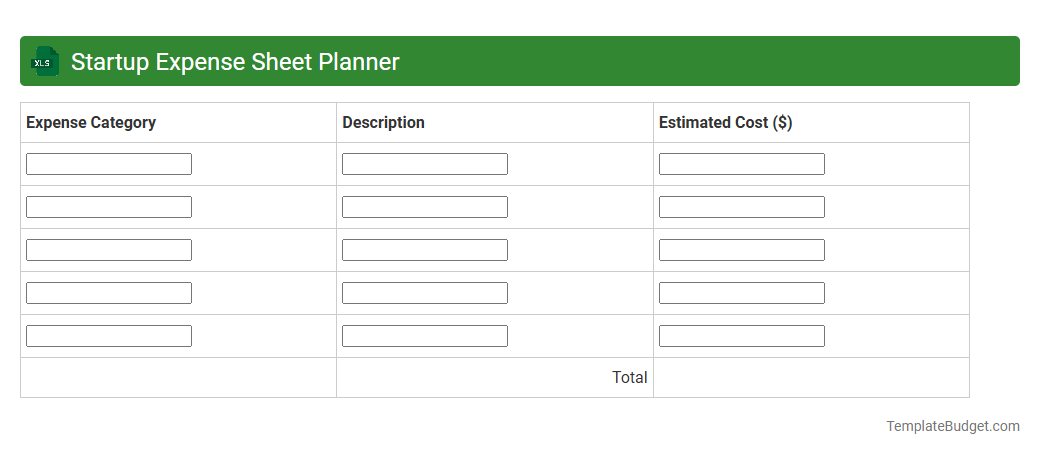 Startup Expense Sheet Planner