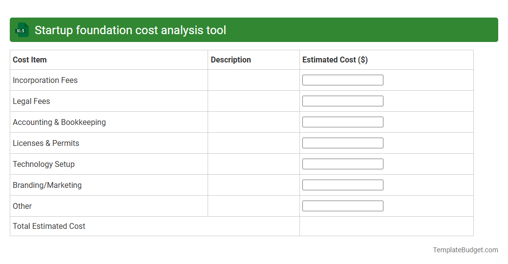 Startup foundation cost analysis tool