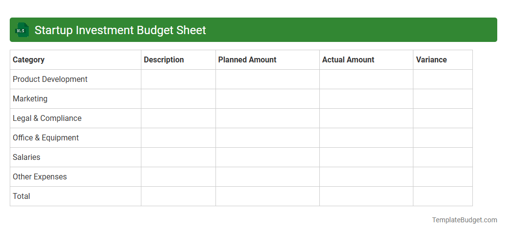 Startup Investment Budget Sheet
