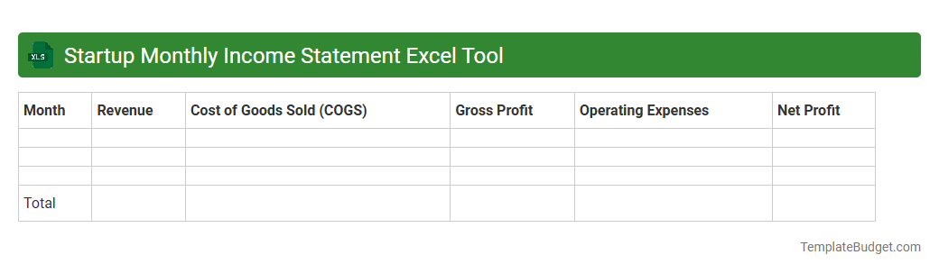 Startup Monthly Income Statement Excel Tool