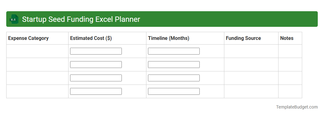 Startup Seed Funding Excel Planner