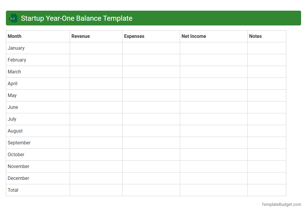 Startup Year-One Balance Template