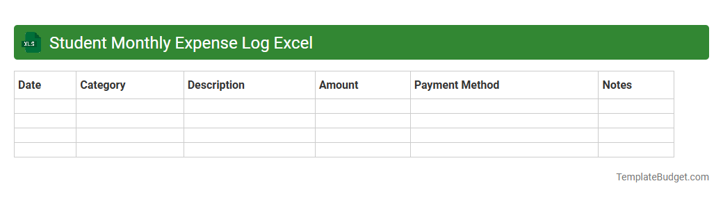 Student Monthly Expense Log Excel