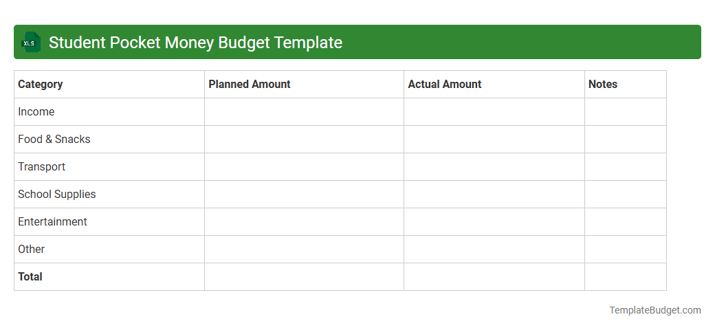 Student Pocket Money Budget Template