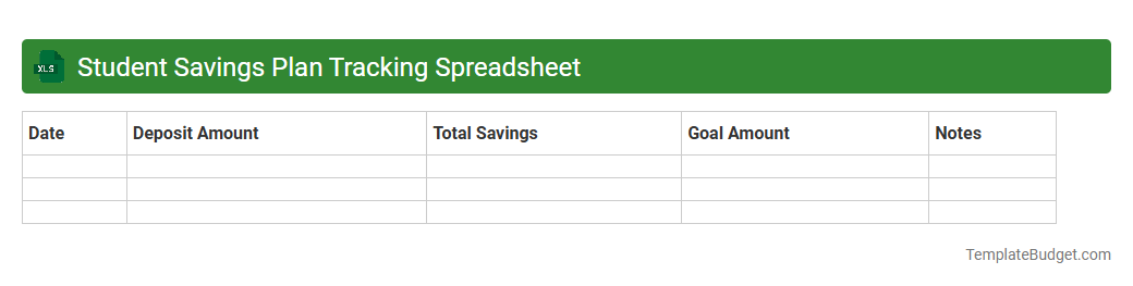 Student Savings Plan Tracking Spreadsheet