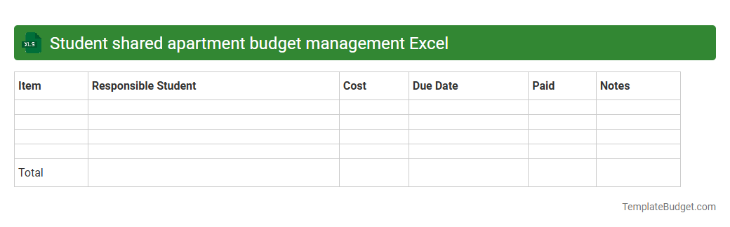 Student shared apartment budget management Excel