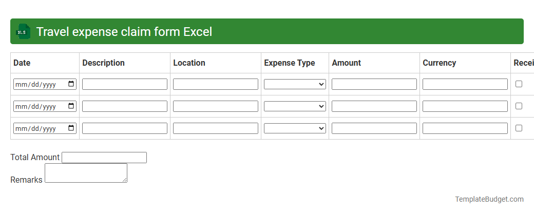 Travel expense claim form Excel