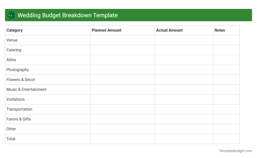 Wedding Budget Breakdown Template
