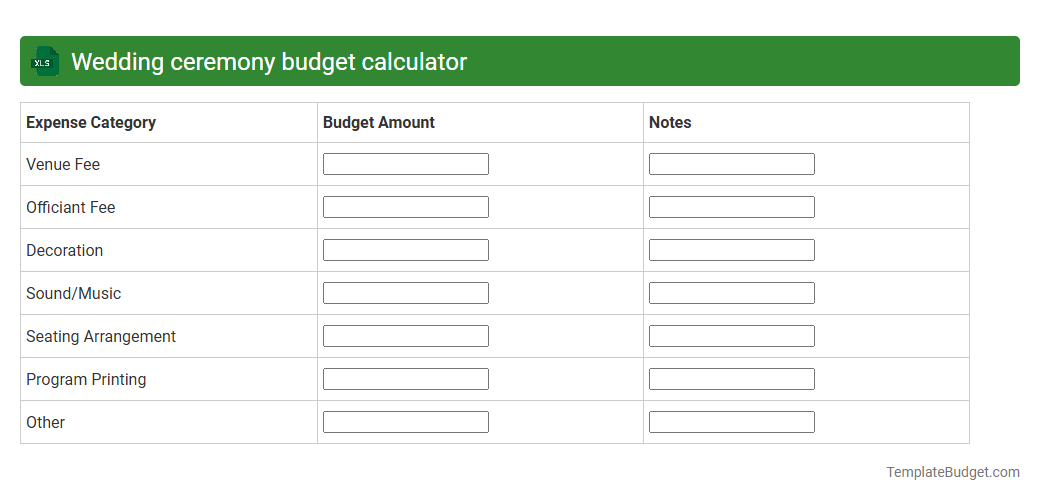Wedding ceremony budget calculator