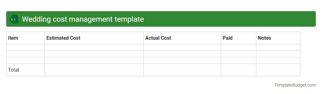 Wedding cost management template