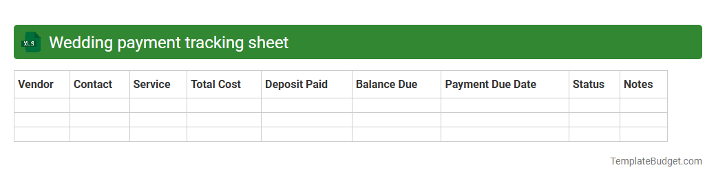 Wedding payment tracking sheet