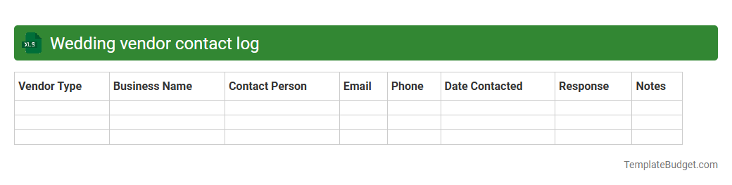 Wedding vendor contact log
