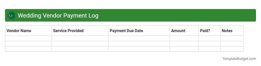 Wedding Vendor Payment Log