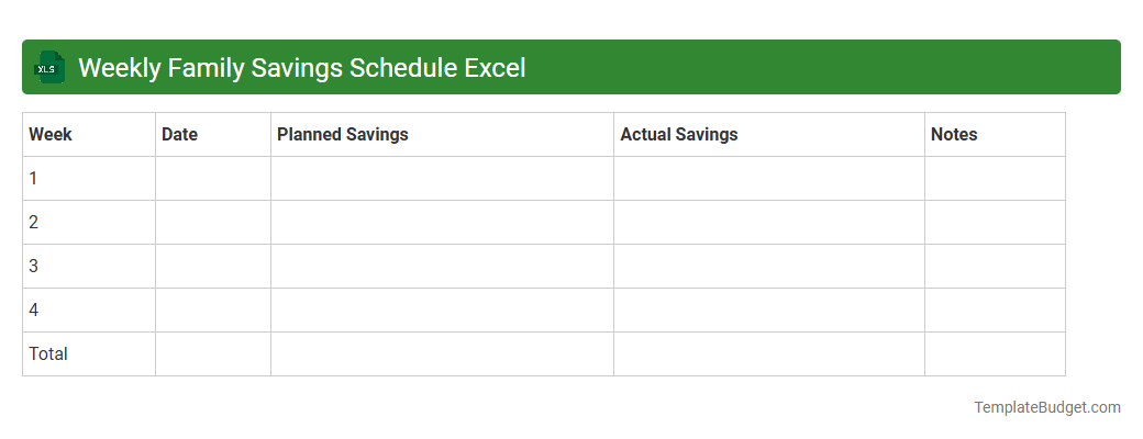 Weekly Family Savings Schedule Excel