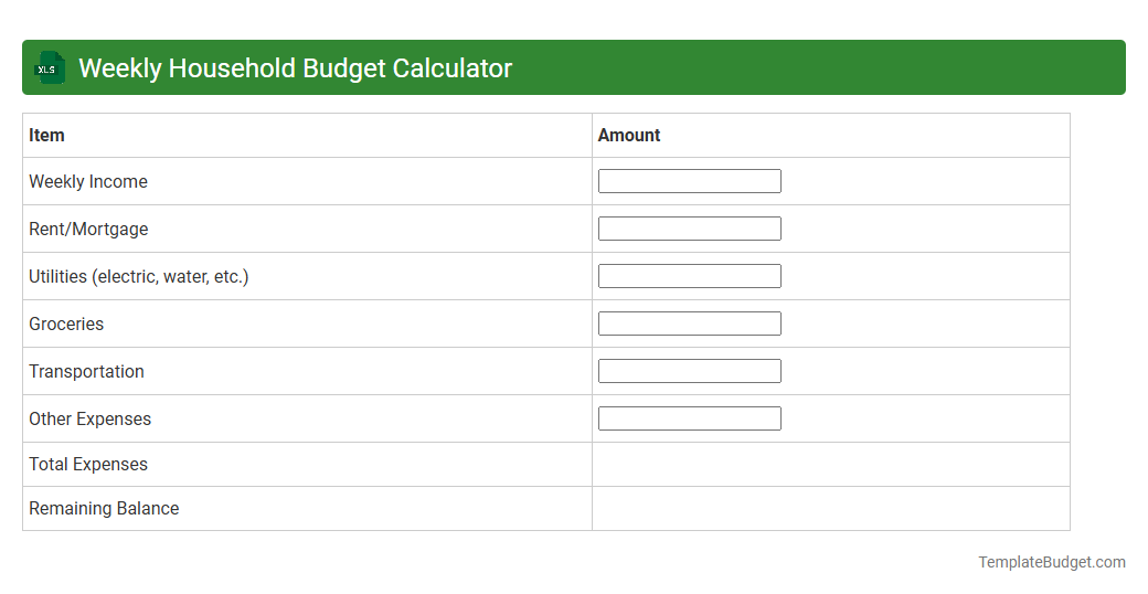 Weekly Household Budget Calculator
