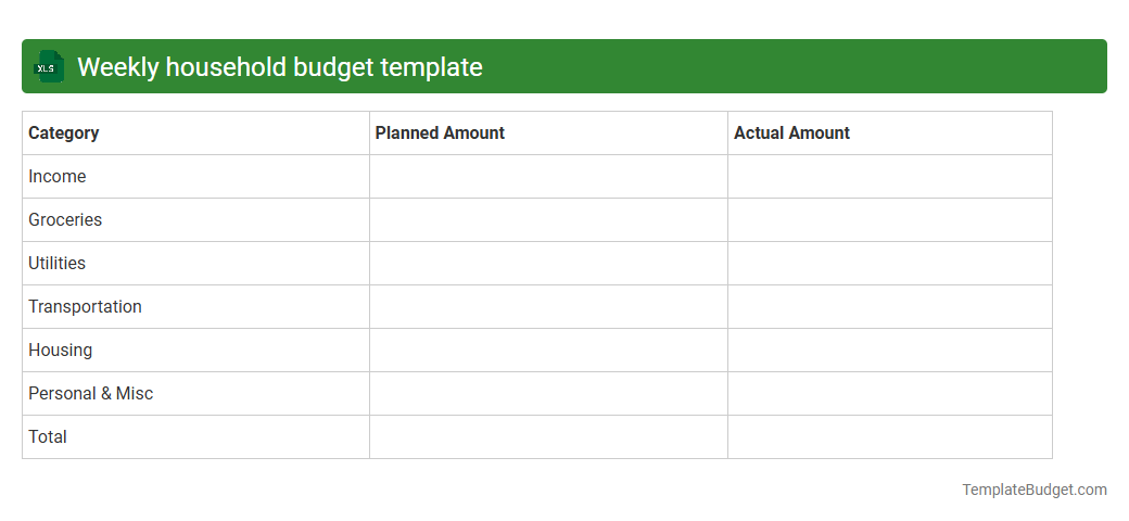 Weekly household budget template