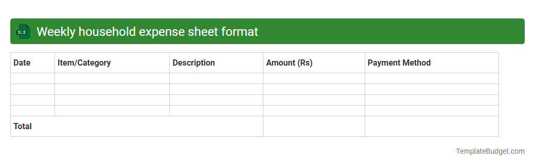 Weekly household expense sheet format