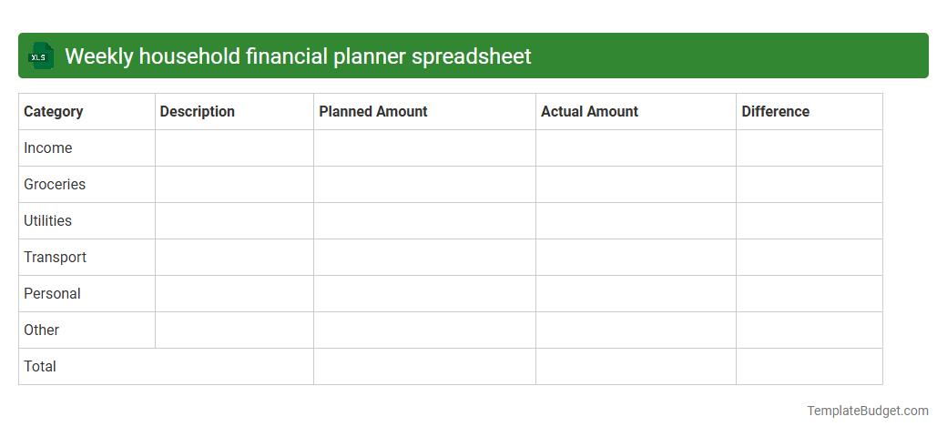 Weekly household financial planner spreadsheet
