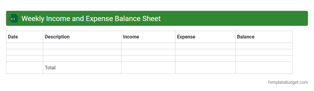 Weekly Income and Expense Balance Sheet