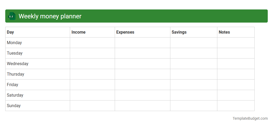 Weekly money planner