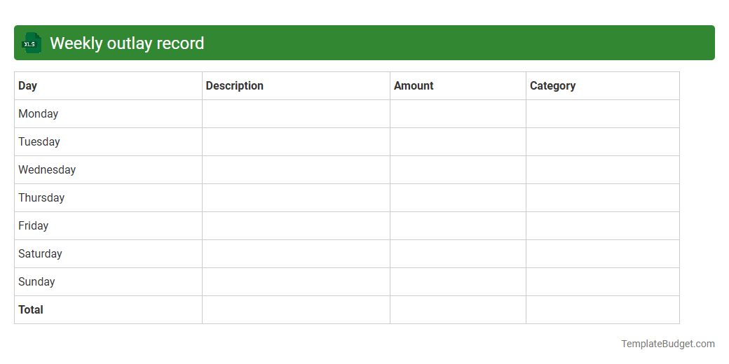 Weekly outlay record