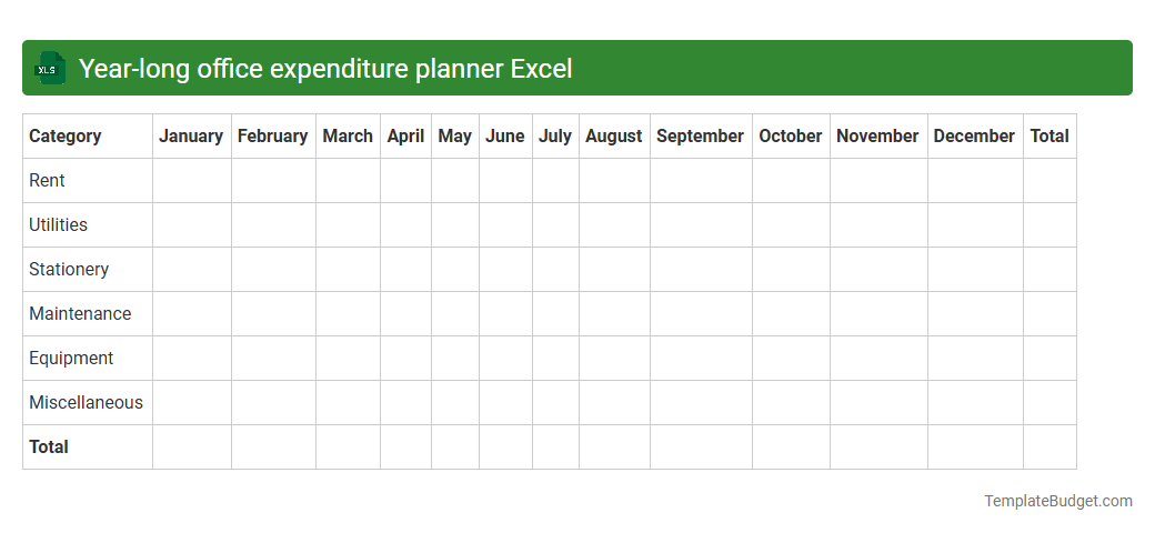 Year-long office expenditure planner Excel