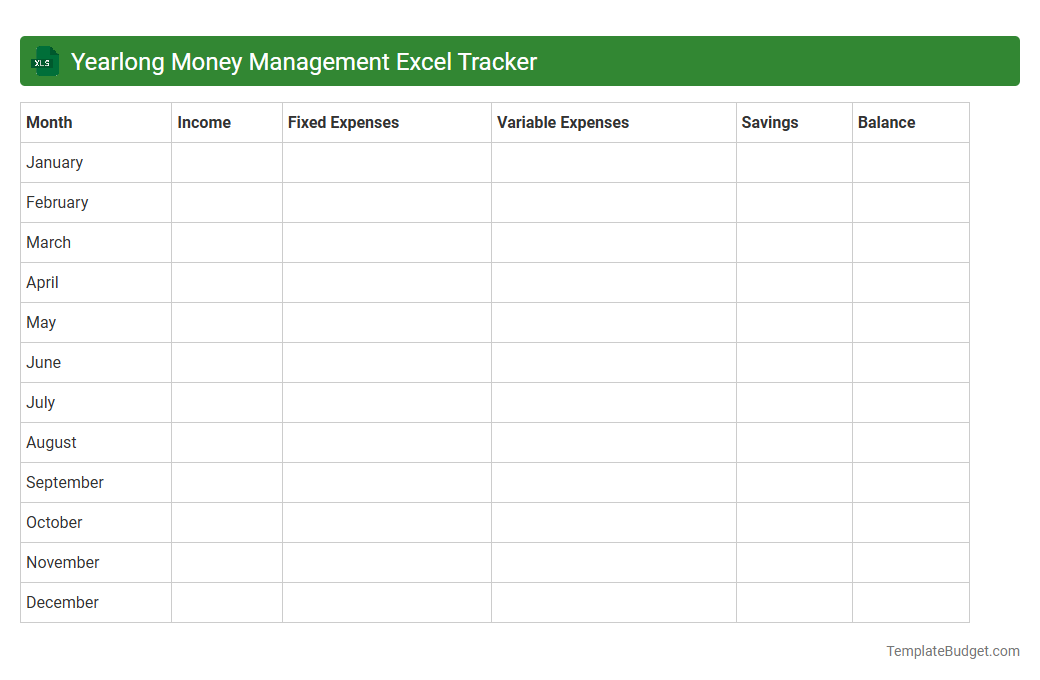 Yearlong Money Management Excel Tracker