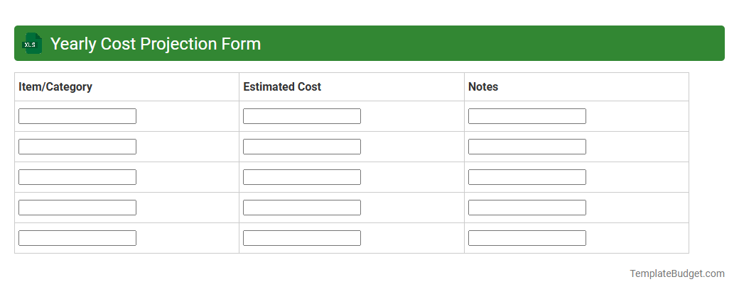 Yearly Cost Projection Form