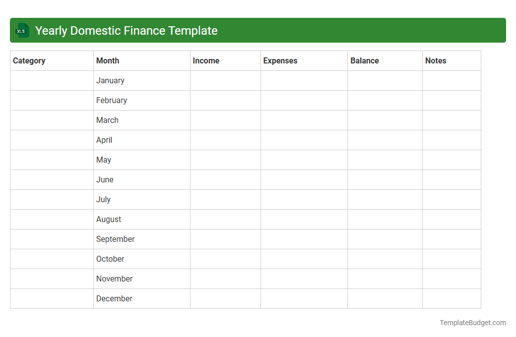 Yearly Domestic Finance Template