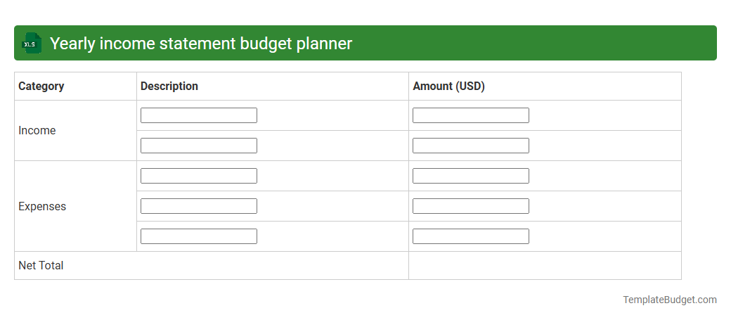 Yearly income statement budget planner
