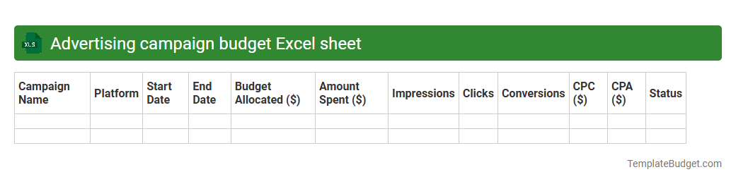 Advertising campaign budget Excel sheet