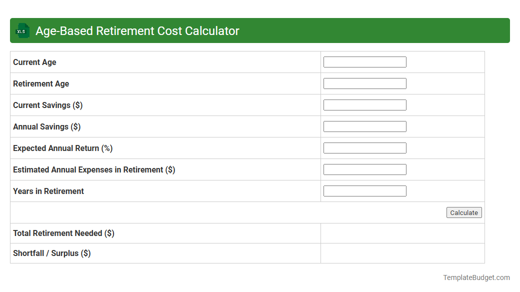 Age-Based Retirement Cost Calculator