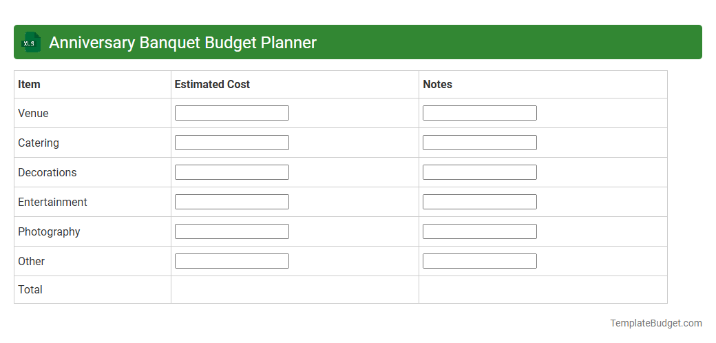 Anniversary Banquet Budget Planner