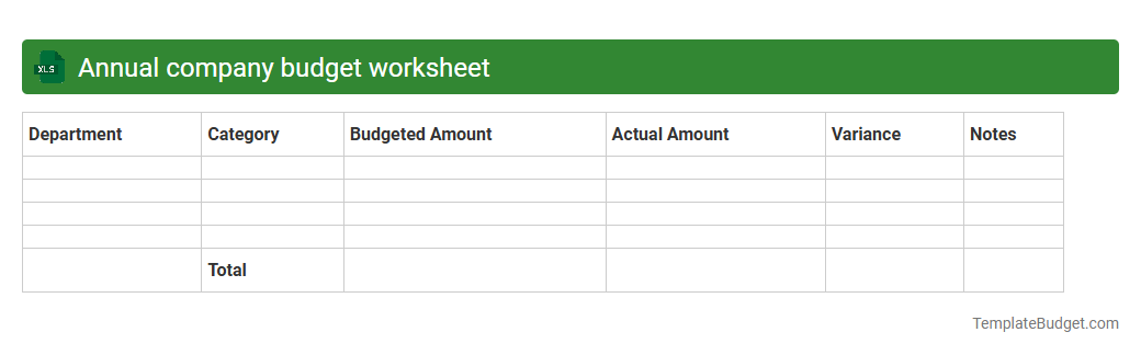 Annual company budget worksheet
