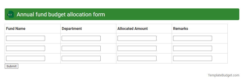 Annual fund budget allocation form