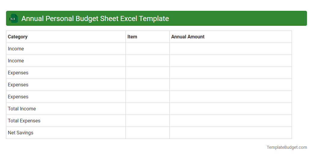 Annual Personal Budget Sheet Excel Template