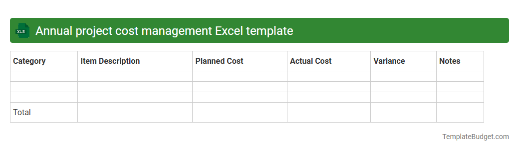 Annual project cost management Excel template