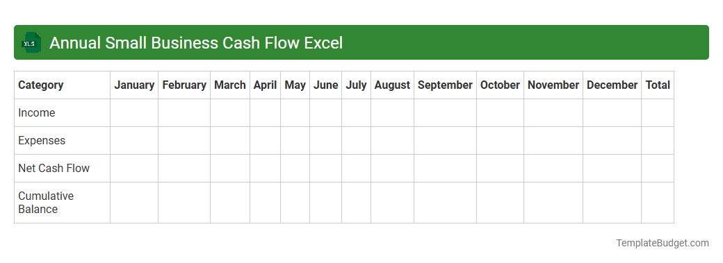 Annual Small Business Cash Flow Excel