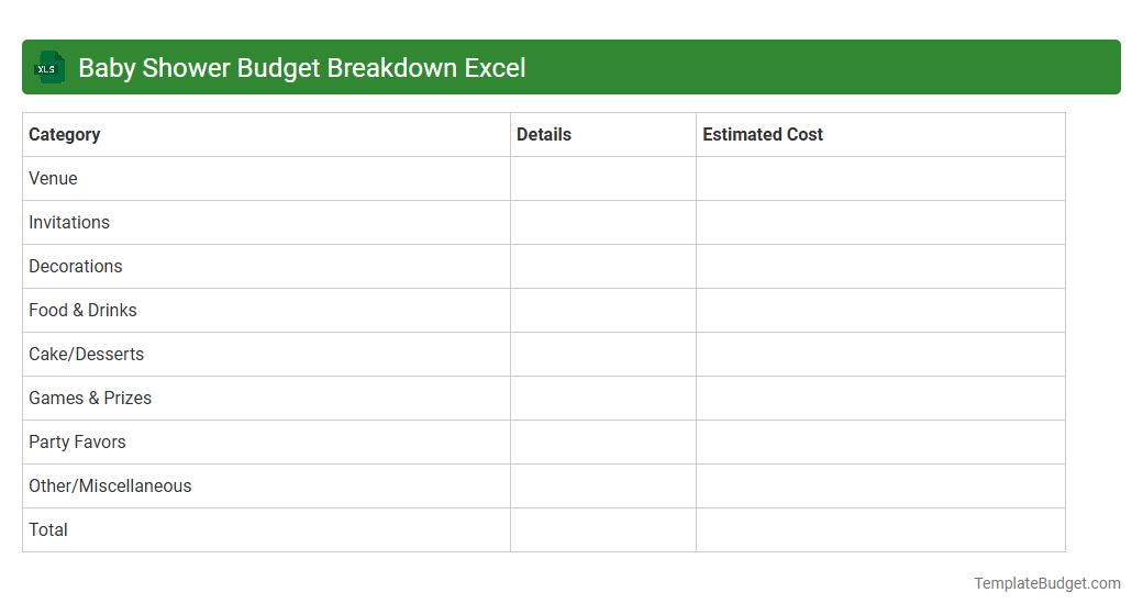Baby Shower Budget Breakdown Excel