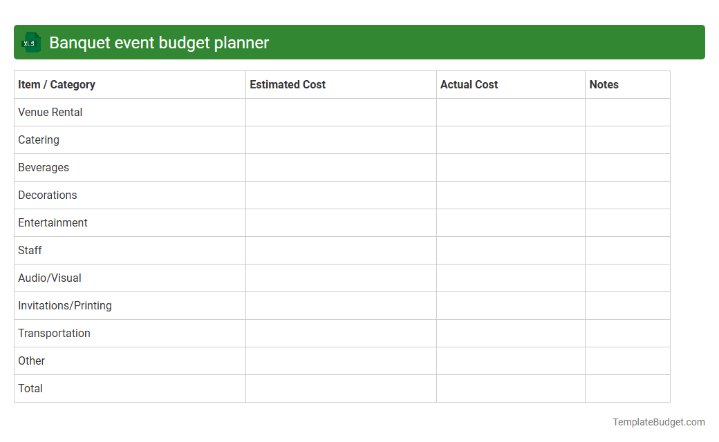 Banquet event budget planner