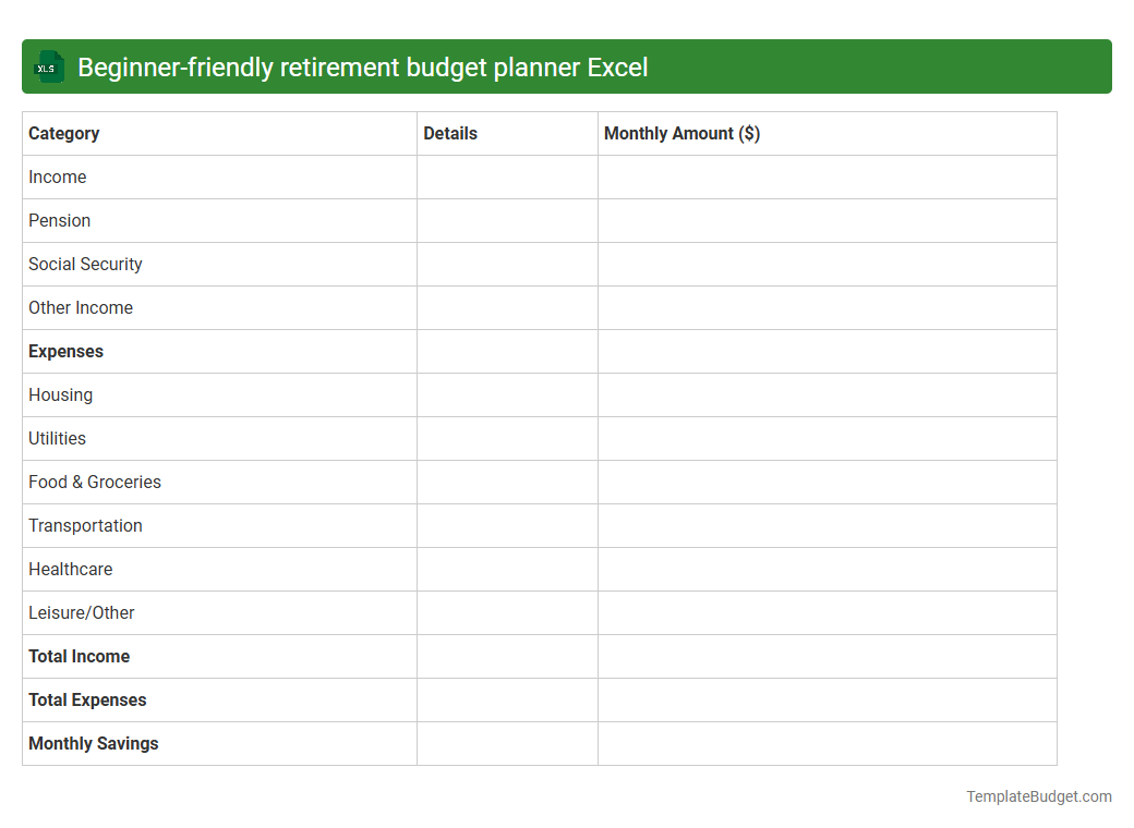 Beginner-friendly retirement budget planner Excel