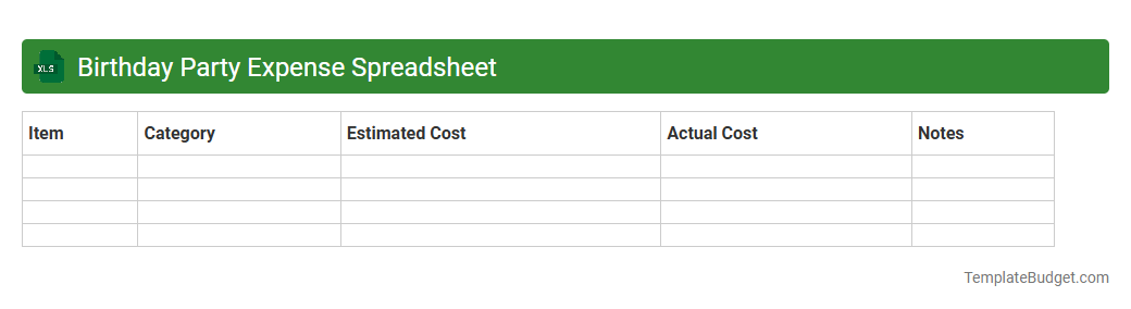 Birthday Party Expense Spreadsheet