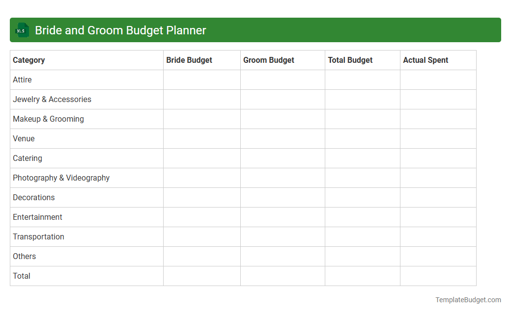 Bride and Groom Budget Planner