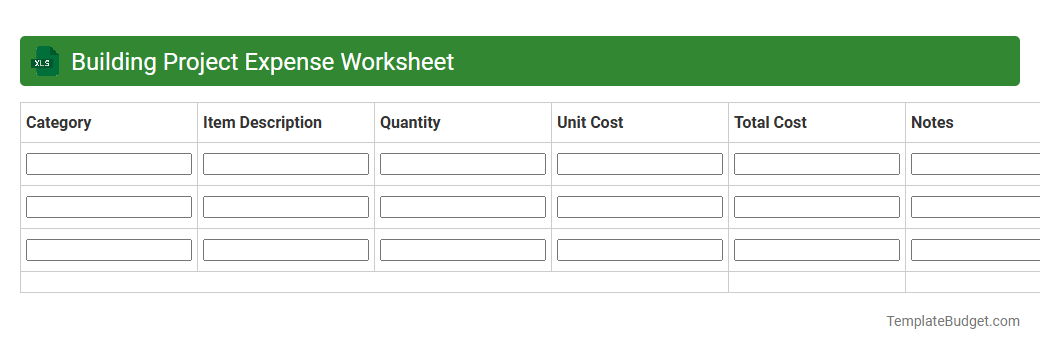 Building Project Expense Worksheet